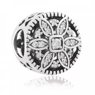Murrano Charms Koralik Srebrny BIAŁA ROZETA SR-075 - Charmsy - miniaturka - grafika 1