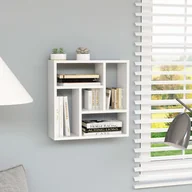 Półki do salonu - vidaXL Półka ścienna, biała, 45,1x16x45,1 cm, płyta wiórowa vidaXL - miniaturka - grafika 1
