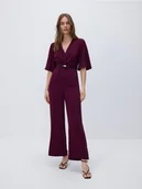 Kombinezony - Reserved - Kombinezon z paskiem - burgundowy - miniaturka - grafika 1