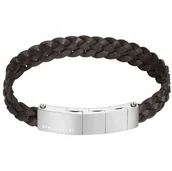Bransolety męskie - Brązowa pleciona bransoletka męska POLICE INDY II PEAGB0009502 - miniaturka - grafika 1