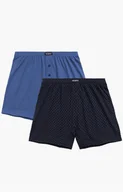 Majtki męskie - 2-pack bokserki męskie luźne 2MBX-059-NIE/GRA, Kolor niebiesko-granatowy, Rozmiar M, ATLANTIC - Intymna - miniaturka - grafika 1