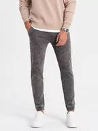 Spodnie męskie - Spodnie męskie marmurkowe jeansowe JOGGERY - szare V3 OM-PADJ-0133 - miniaturka - grafika 1
