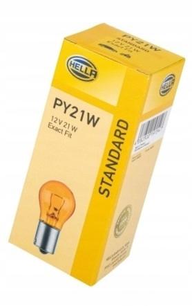 HELLA Standard lampy migowej Żółty py21 W 12 V, zestaw z 10 żarówkami, 8 GA 006 841 121 8GA 006 841-121