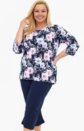 Piżamy damskie - Dwuczęściowa piżama damska plus size 147/465 Anabel, Kolor granatowy-wzór, Rozmiar 3XL, Cornette - Primodo.com - miniaturka - grafika 1