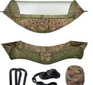 Hamaki - 2w1 HAMAK wędkarski MOSKITIERA WISZĄCY NAMIOT SURVIVAL 260cm 750g Na ryby - miniaturka - grafika 1