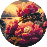Malowanie po numerach - Twoje Hobby Malowanie po numerach okrągłe - Różowy kwiat 40cm - miniaturka - grafika 1