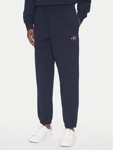 Calvin Klein Jeans Spodnie dresowe Monologo LV047B235G Granatowy Regular Fit - Spodnie sportowe damskie - miniaturka - grafika 1