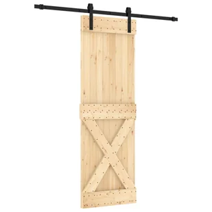 Drzwi przesuwne z osprzętem, 70x210 cm, lite drewno sosnowe 8721012080348 - Drzwi wewnętrzne - miniaturka - grafika 3