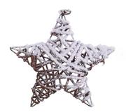 Ozdoby bożonarodzeniowe - Gwiazda rattanowa zawieszka świąteczna 15cm z efektem śniegu - miniaturka - grafika 1