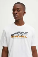 Koszulki męskie - Diesel t-shirt bawełniany T-ADJUST-K5 męski kolor biały z nadrukiem A14824.0GRAI - miniaturka - grafika 1