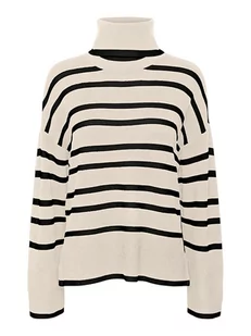 Vero Moda Sweter "Saba" w kolorze beżowo-czarnym - Swetry damskie - miniaturka - grafika 1