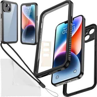 Etui do iPhone 14 wodoodporne pancerne 360 Case Hybrid ochrona aparatu obiektywów IP68 Waterproof czarne - Etui i futerały do telefonów - miniaturka - grafika 14