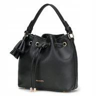 Plecaki worki - Torebka Damska Czarna Miejska Worek Skóra Ekologiczna PUCCINI BML064M-1 - miniaturka - grafika 1