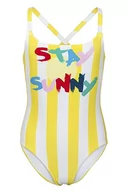 Stroje kąpielowe - Fashy Dziewczęcy kostium kąpielowy Stay Sunny, żółto-biały, w paski, żółty, 98 cm - miniaturka - grafika 1
