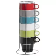 Wieszaki i stojaki - Emako Zestaw 6 kolorowych filiżanek do cappuccino + metalowy stojak B009FJJFHQ - miniaturka - grafika 1