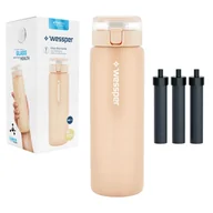 Dzbanki filtrujące - Wessper ActiveMax Clarti Glass Beżowa szklana butelka filtrująca z dodatkowymi wkładami 0,68l - miniaturka - grafika 1