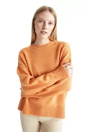 Swetry damskie - DeFacto Sweter normalny krój dla kobiet - sweter z golfem na topy damski (pomarańczowy, XL), pomarańczowy, XL - miniaturka - grafika 1