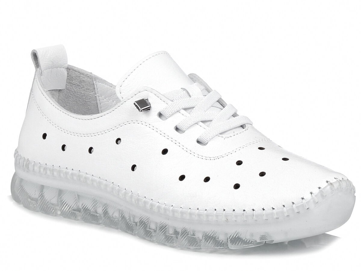 Półbuty damskie skórzane wygodne białe ażurowe Loretta Vitale 100-41