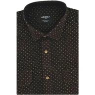 Koszule męskie - Koszula Męska Sztruksowa Codzienna Casual brązowa we wzorki z długim rękawem w kroju REGULAR Modely H611 - miniaturka - grafika 1