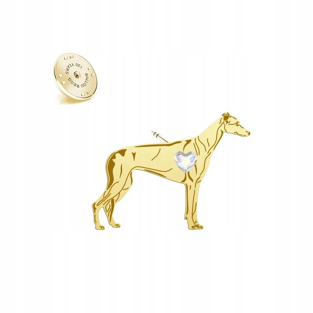 Wpinka Złota z psem Greyhound 925 Biżuteria Prezent Pin DEDYKACJA GRATIS