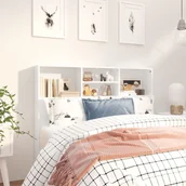 Inne meble do sypialni - Lumarko Wezgłowie łóżka z półkami, białe, 120x19x103,5 cm - miniaturka - grafika 1