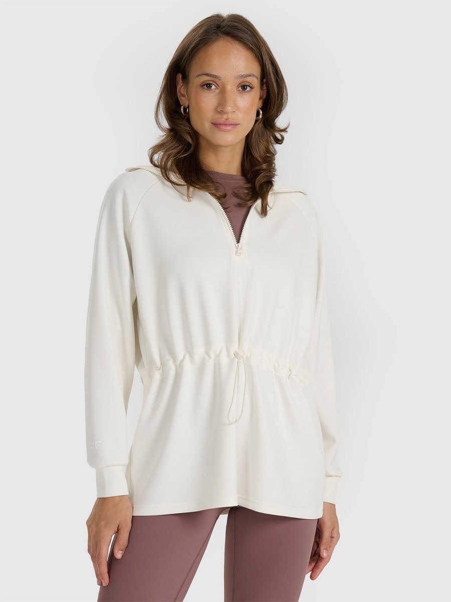 Bluza dresowa nierozpinana z modalem damska 4F 4FRAW25TSWSF2463-11S Biały M