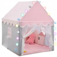 Namiot Domek dla Dzieci Zamek Pałac do Pokoju Ogrodu Domu + Lampki LED Róż