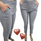 Spodnie damskie - Spodnie elastyczne kieszenie super wygodne co dzień 2xl 3xl cienkie szare - miniaturka - grafika 1