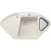 Zlewozmywaki - Zlewozmywak granitowy BLANCO Delta II Silgranit Delikatny biały + odsączarka stalowa 527055 - miniaturka - grafika 1