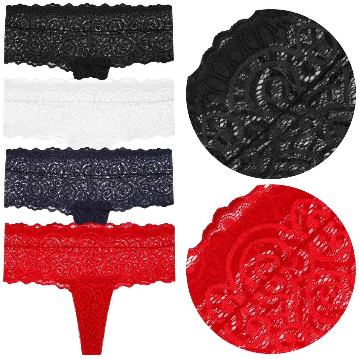 4x FIGI MAJTKI DAMSKIE Bawełniane Kobiece Zestaw 4 Pak Koronka MORAJ r. XL