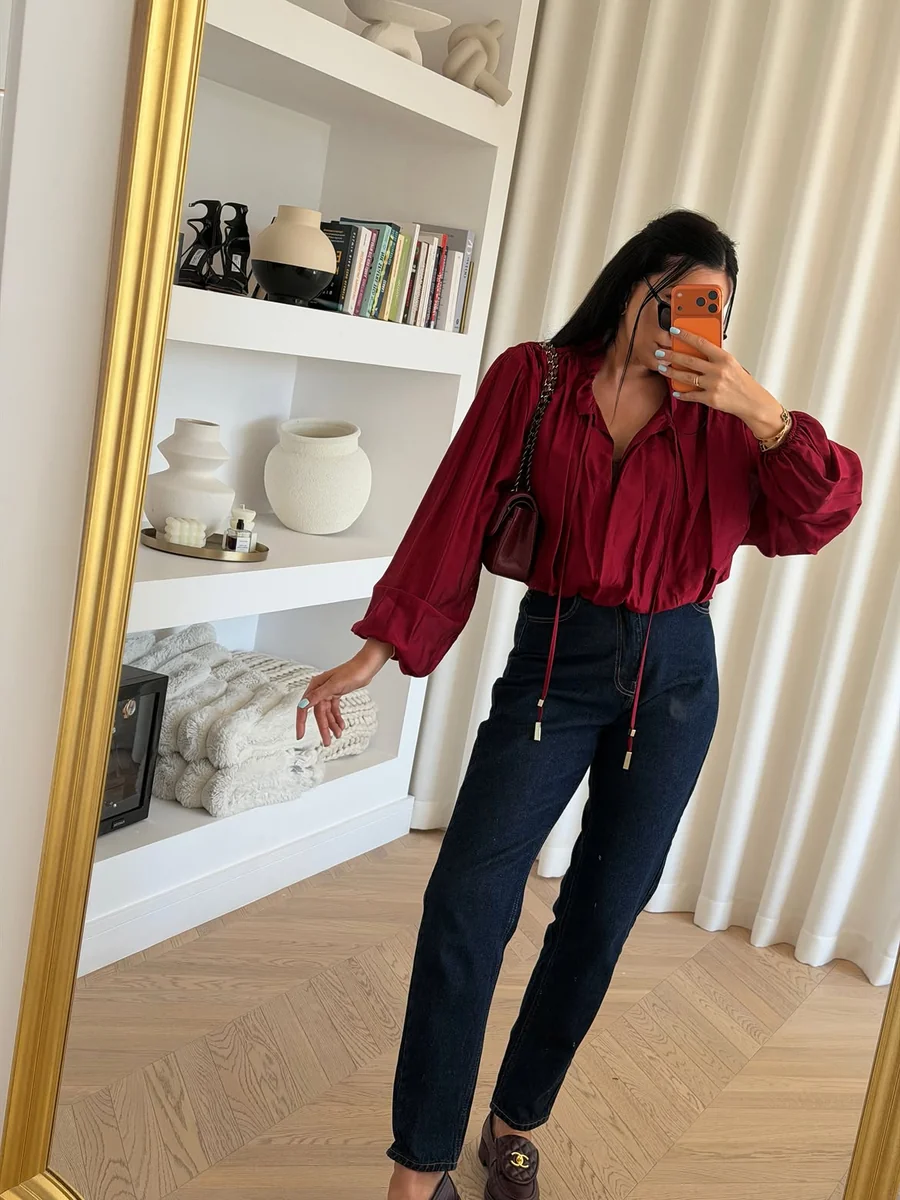 [r. S] Jeansy damskie La Milla mom fit wysoki stan przeszycia granatowe