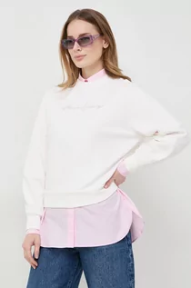 Bluzy damskie - Armani Exchange bluza damska kolor beżowy z aplikacją - grafika 1