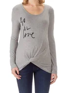 Bluzki damskie - Damska bluzka ciążowa z nadrukiem szara BellyButton Maternity, r.XL - miniaturka - grafika 1