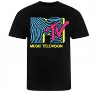 Koszulki męskie - CZARNA KOSZULKA Z NADRUKIEM MĘSKA ŚMIESZNA T-SHIRT MTV MUZYKA Kanał r. L - miniaturka - grafika 1
