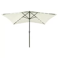 Parasole ogrodowe - vidaXL Parasol z lampkami LED na stalowym słupku piaskowy 2x3 m 313787 - miniaturka - grafika 1