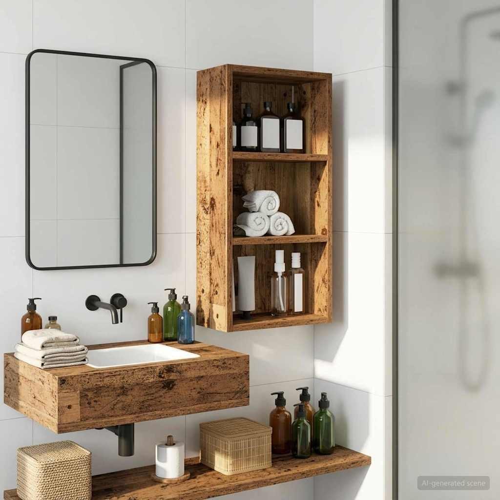 vidaXL vidaXL Szafka ścienna łazienkowa Stare drewno 30 x 16 x 62,5 cm