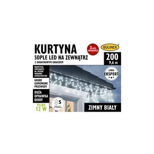 Kurtyna SOPLE LED na zewnątrz 9,6 M z dod.gn. zimny biały (zmiana przyłącza kolejnego zestawu) - Oświetlenie świąteczne - miniaturka - grafika 1
