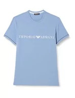 Koszulki męskie - Emporio Armani Męski T-shirt z logo Crew Neck Underlined, Oxford, M - miniaturka - grafika 1