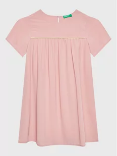 United Colors Of Benetton Sukienka elegancka 493VCV00U Różowy Regular Fit - Sukienki i spódniczki dla dziewczynek - miniaturka - grafika 1