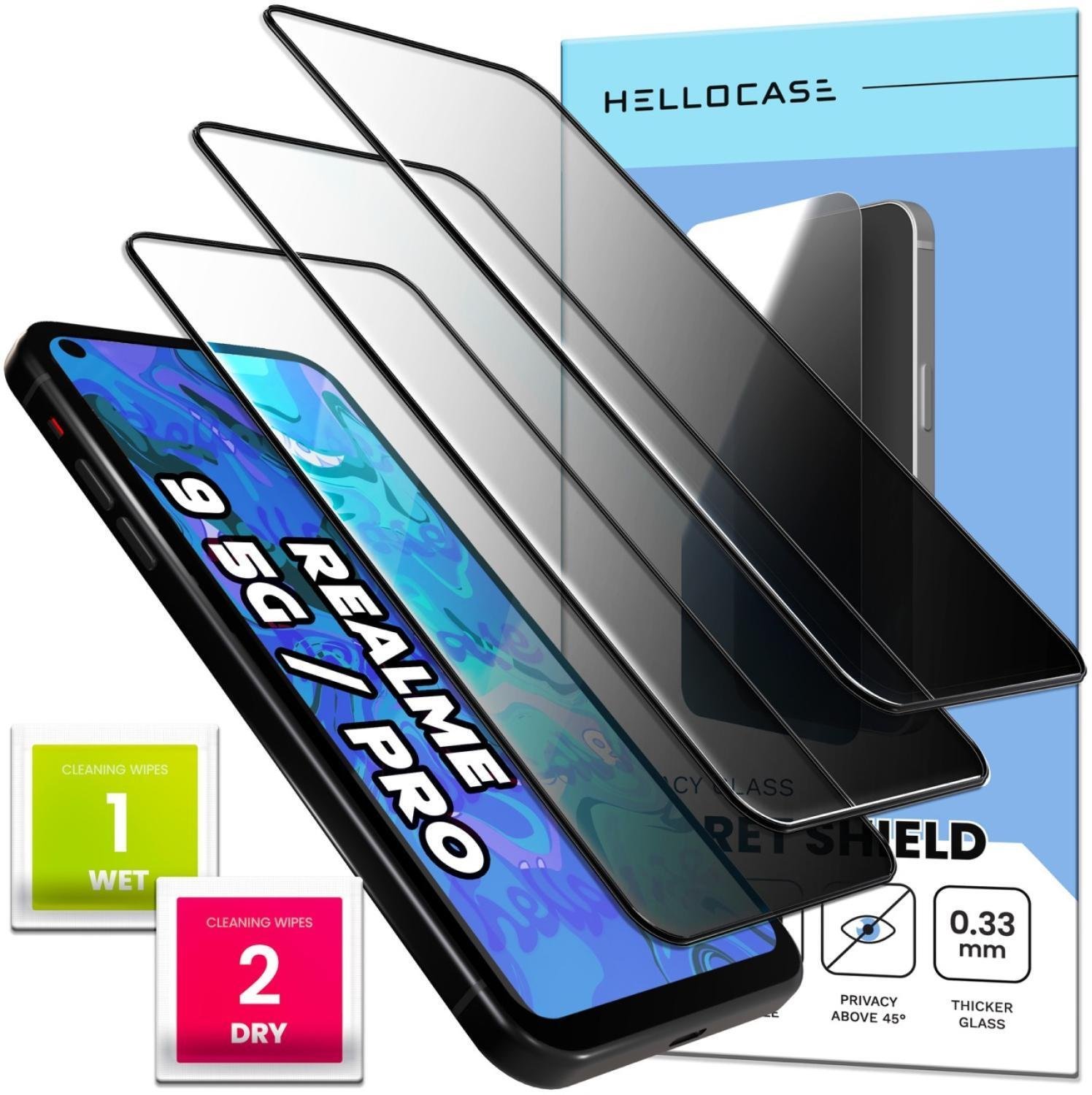 [3-pak] Szkło Hartowane Do Realme 9 5G / Pro Prywatyzujące, Ochronne, 9H