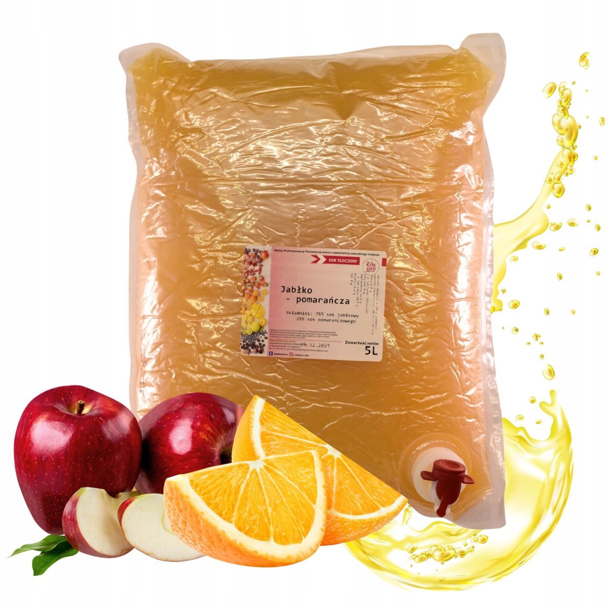 SOK JABŁKOWO POMARAŃCZOWY 5l 100% NFC Tłoczony Jabłko Pomarańcza Bez Cukru