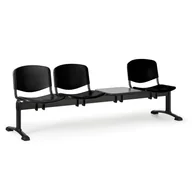 Inne meble biurowe - Euroseat Plastikowa ławka ISO, 3-siedziska + stolik, czarne nogi 300232 - miniaturka - grafika 1