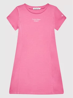 Sukienki i spódniczki dla dziewczynek - Calvin Klein Jeans Sukienka codzienna Stacked Logo Punto IG0IG01414 Różowy Regular Fit - grafika 1