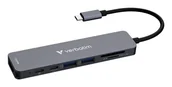 Huby USB - Verbatim 32158 huby i koncentratory USB 3.2 Gen 1 (3.1 Gen 1) Type-C 5000 Mbit/s Szary - miniaturka - grafika 1