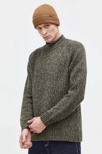 Swetry męskie - Abercrombie & Fitch sweter z domieszką wełny męski kolor zielony z półgolfem - grafika 1