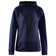 Kurtki damskie - Craft ADV Unify FZ Hood damska kurtka treningowa z kapturem z poliestru z recyklingu, wybierz swój rozmiar: XL, wybierz swój kolor: granatowy - miniaturka - grafika 1