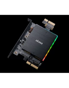 Akasa Adapter Dual M.2 SSD PCIe z chłodzeniem i oświetleniem RGB LED (AK-PCCM2P-04) - Adaptery i przejściówki - miniaturka - grafika 1
