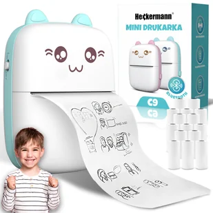 Mini Drukarka Termiczna Heckermann C9 Niebieska - Drukarki kart i etykiet - miniaturka - grafika 1