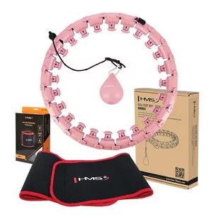 ZESTAW HULA HOP HHW01 PINK Z WYPUSTKAMI I OBCIĄŻNIKIEM HMS + PAS BR163 RED - Pozostały sprzęt i akcesoria do ćwiczeń - miniaturka - grafika 1