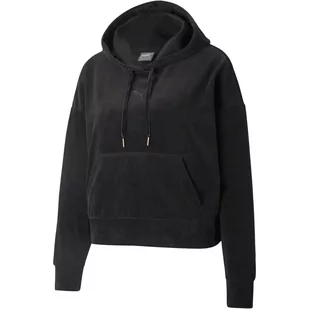 Bluza z kapturem damska Puma HER VELOUR czarna 58952001-S - Bluzy damskie - miniaturka - grafika 1